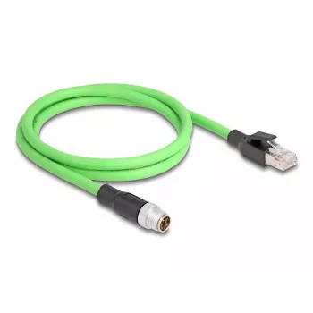 DeLOCK M12 X-koduotas 8 kontaktų vyriškas-vyriškas eterneto kabelis PUR (TPU) 5 m Juodas