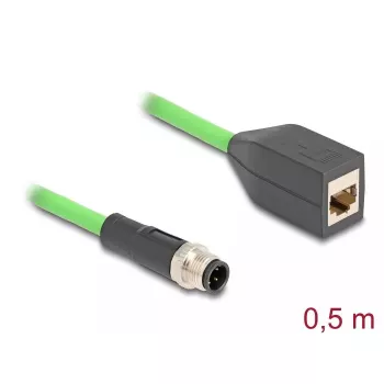 DeLOCK 60571 pramoninis tinklo priedas, M12 Ethernet kabelis 0,5 m, UL 94