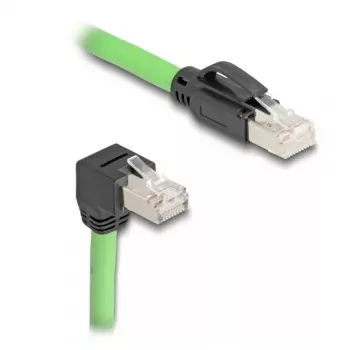 DeLOCK RJ45 Cat.6A tinklo kabelis, kištukas į žemyn nukreiptą kištuką, 1 m, žalias