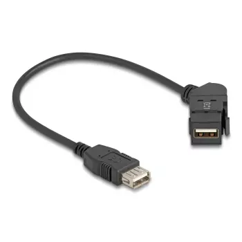 DeLOCK USB 2.0 Type-A skydinis lizdas moteriškas 45° kampu į moterišką Type-A su 30 cm laidu juodas