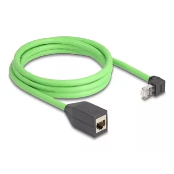 DeLOCK RJ45 Cat.6A kištukas kampu į viršų iki lizdo tinklo kabelis 2 m žalias