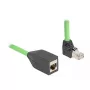 DeLOCK RJ45 Cat.6A kištukas kampu į viršų iki lizdo tinklo kabelis 2 m žalias