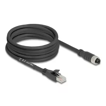 DeLOCK 80594 M12 į RJ-45 Cat5e tinklo kabelis 5 m juodas