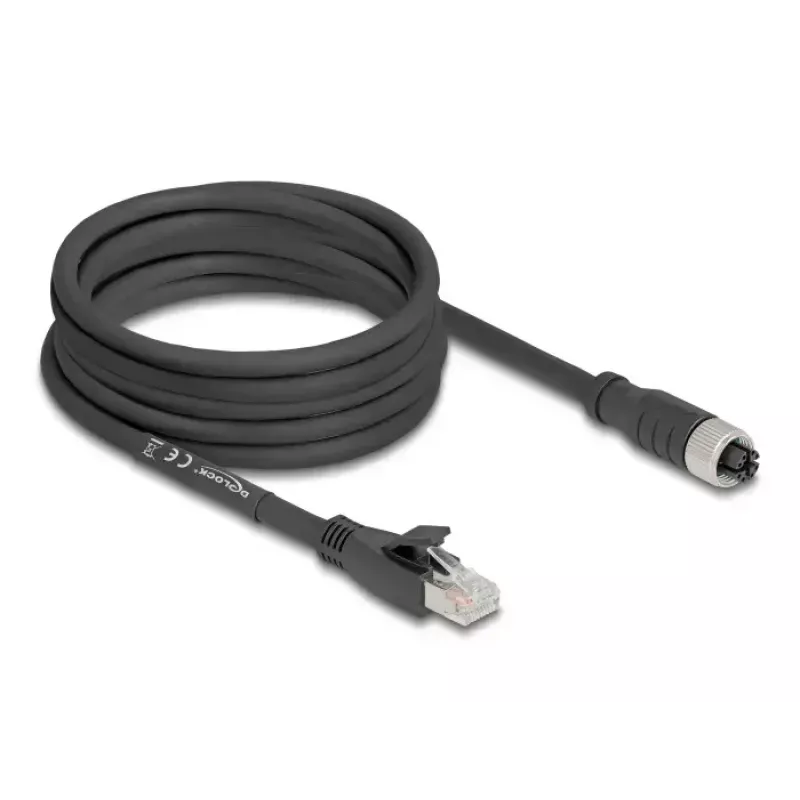 DeLOCK 80594 M12 į RJ-45 Cat5e tinklo kabelis 5 m juodas