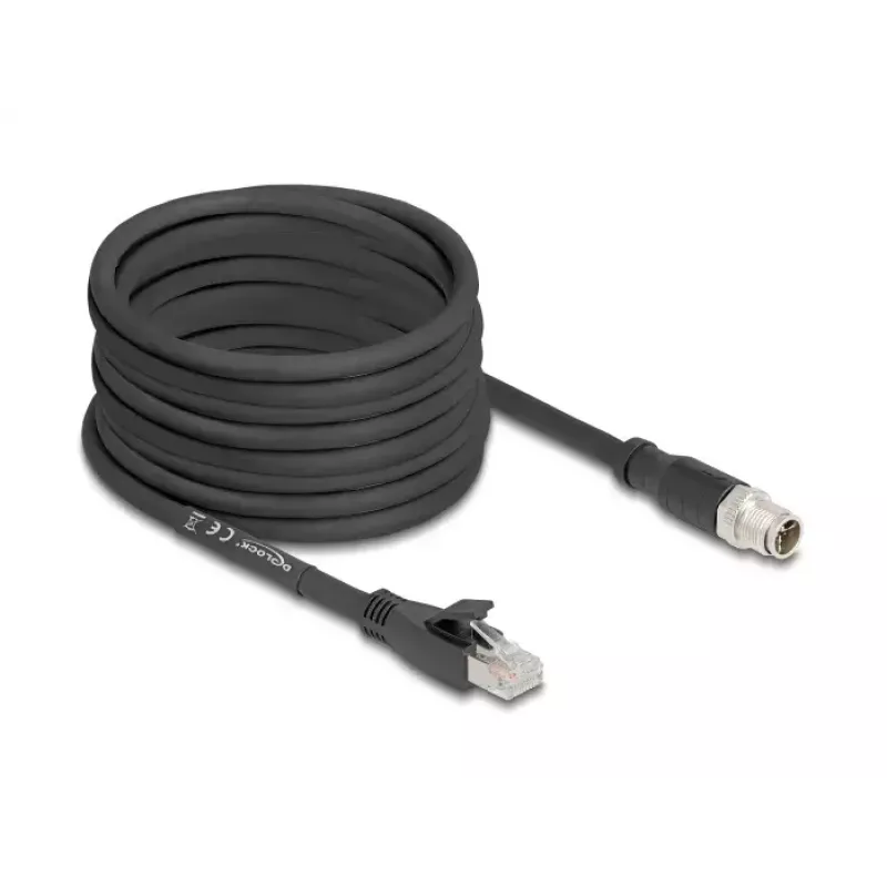 Tinklo kabelis DeLOCK 80586 M12 – RJ-45 Cat5e 10 m juodas