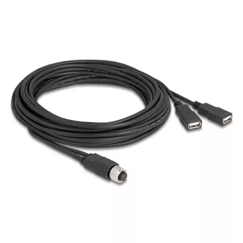 DeLOCK jutiklio / pavaros laidas 5 m M12 2 x USB Type-A juodas 60652