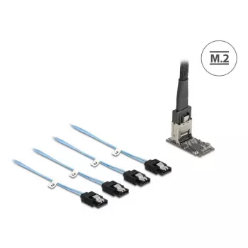 DELOCK vidinė M.2 į Mini‑SAS adapterio kortelė 64260, M.2 pagrindinė, Mini‑SAS išvestis, JMicron JMB585, juoda, LED