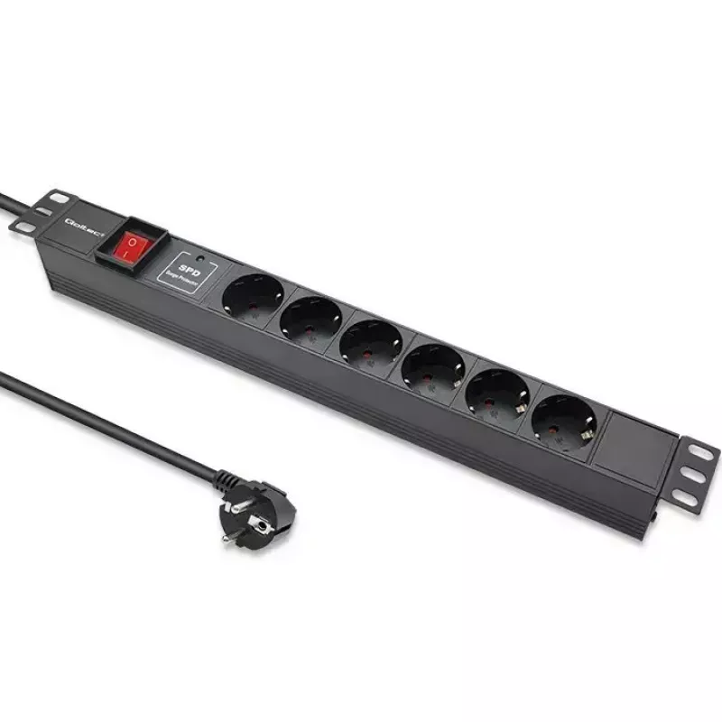 QOLTEC PDU 16A 6xSCHUKO 1.8m maitinimo skirstytuvas RACK 19 1U