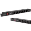 QOLTEC PDU 16A 6xSCHUKO 1.8m maitinimo skirstytuvas RACK 19 1U