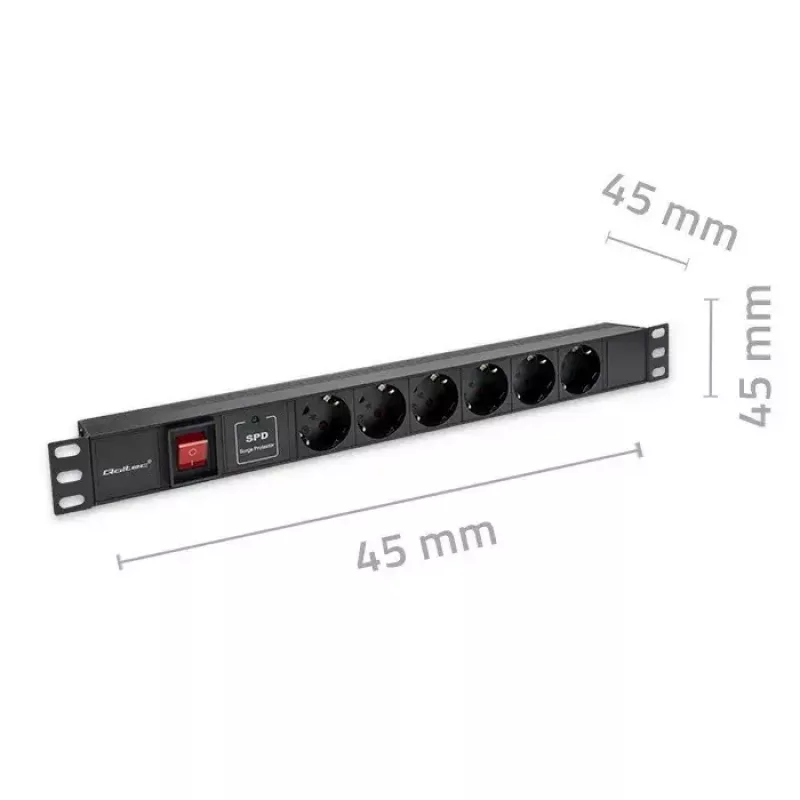 QOLTEC PDU 16A 6xSCHUKO 1.8m maitinimo skirstytuvas RACK 19 1U