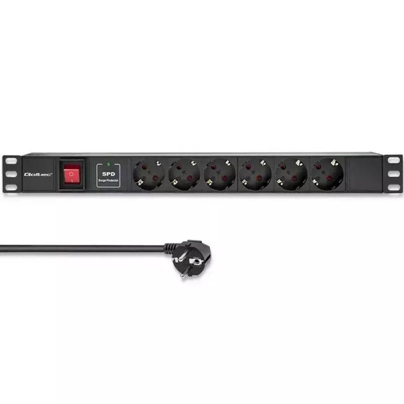 QOLTEC PDU 16A 6xSCHUKO 1.8m maitinimo skirstytuvas RACK 19 1U