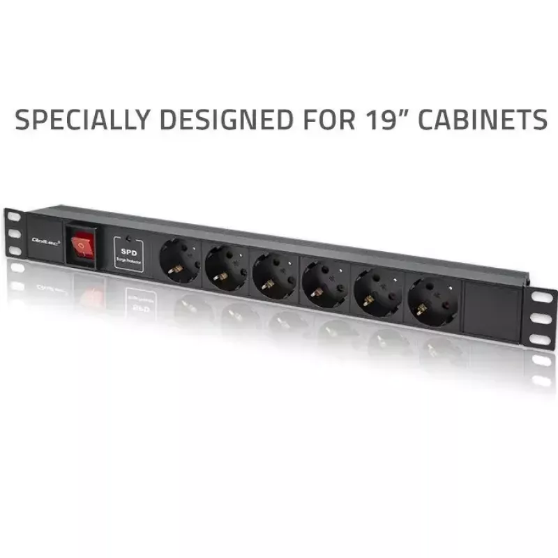 QOLTEC PDU 16A 6xSCHUKO 1.8m maitinimo skirstytuvas RACK 19 1U