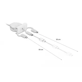 Laidas DeLOCK Easy 45 modulinis USB 2.0 3 in 1 ištraukiamas 0,5 m