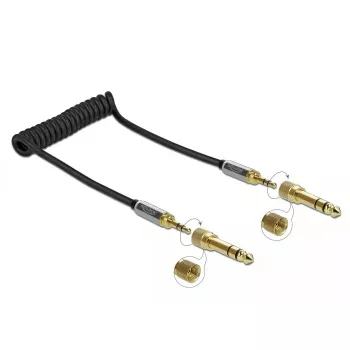 Audio kabelis DELOCK 85836 — 1 m, 3,5 mm kištukas-kištukas, auksuoti kontaktai, AWG 28, juodas