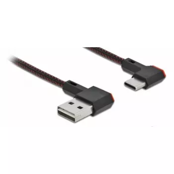 USB 2.0 kabelis DeLOCK EASY-USB Type-A kištukas į Type-C kištuką lenktas 2 m juodas