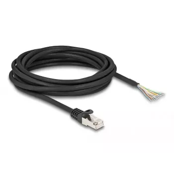 DeLOCK RJ50 kištukinis laidas atvirais galais S/FTP 5 m juodas
