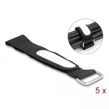 Lipnusis kabelio raištis DeLOCK 203x20 mm juodas 5 vnt.