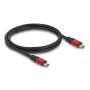 USB laidas DeLOCK 80652 Type-C vyriškas į Type-C vyrišką 20 Gbps 100 W 0,8 m raudonas metalinis