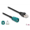 Koaksialinis kabelis DELOCK 90698 su HSD Z į RJ-45 jungtimis, 1 m, juodos/mėlynos spalvos