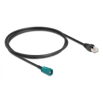 Koaksialinis kabelis DELOCK 90698 su HSD Z į RJ-45 jungtimis, 1 m, juodos/mėlynos spalvos
