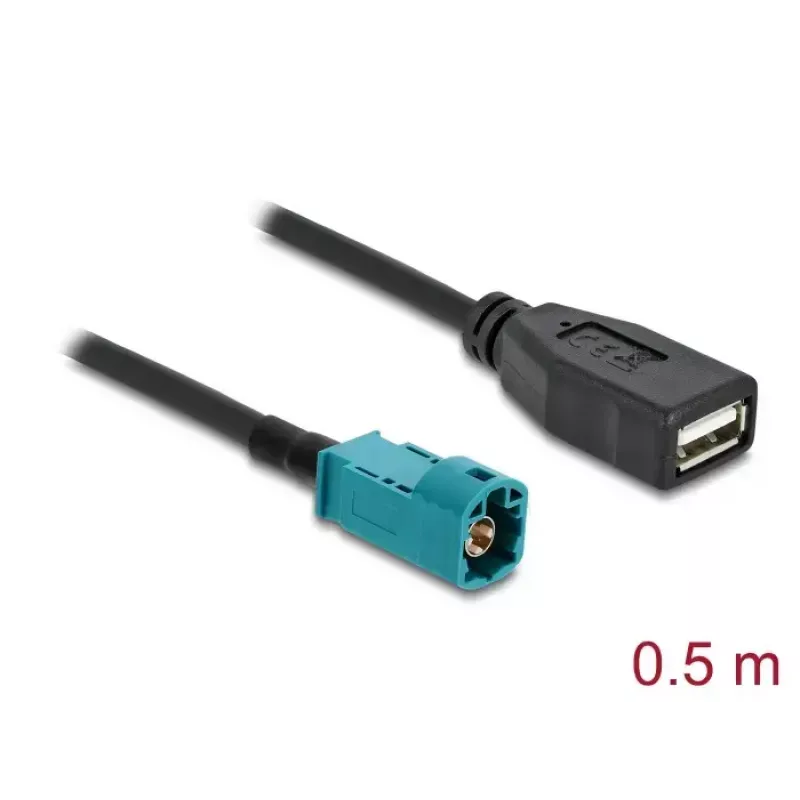 Koaksialinis kabelis DELOCK 90702 HSD Z į USB A, 0,5 m, juoda/mėlyna