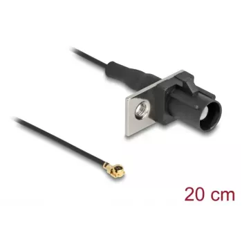 Koaksialinis kabelis DELOCK 90728 — FAKRA A į I-PEX MHF1, 0,2 m, 1,13 mm, juodas