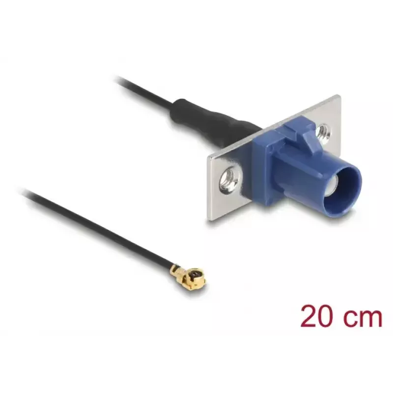 Koaksialinis kabelis DELOCK 90731, FAKRA C – I-PEX MHF1, 0,2 m, 1,13 mm, juoda/mėlyna