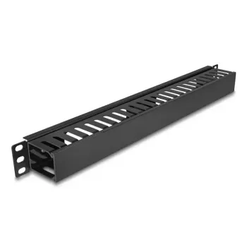 Kabelių tvarkymo skydas DELOCK 19 colių 1U su 2 angomis, metalas/plastikas, juodas