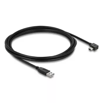 USB 2.0 kabelis DELOCK Type-A kištukas į Mini-USB B kištuką stačiu kampu, 2 m, juodas