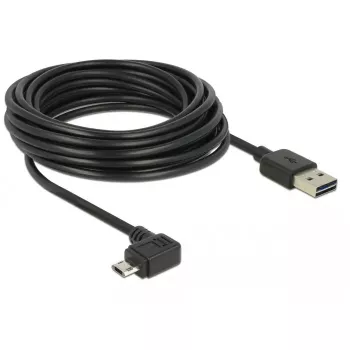 USB 2.0 laidas DELOCK Type-A → Micro-USB B kampuotas kairėn/dešinėn, 5 m, juodas