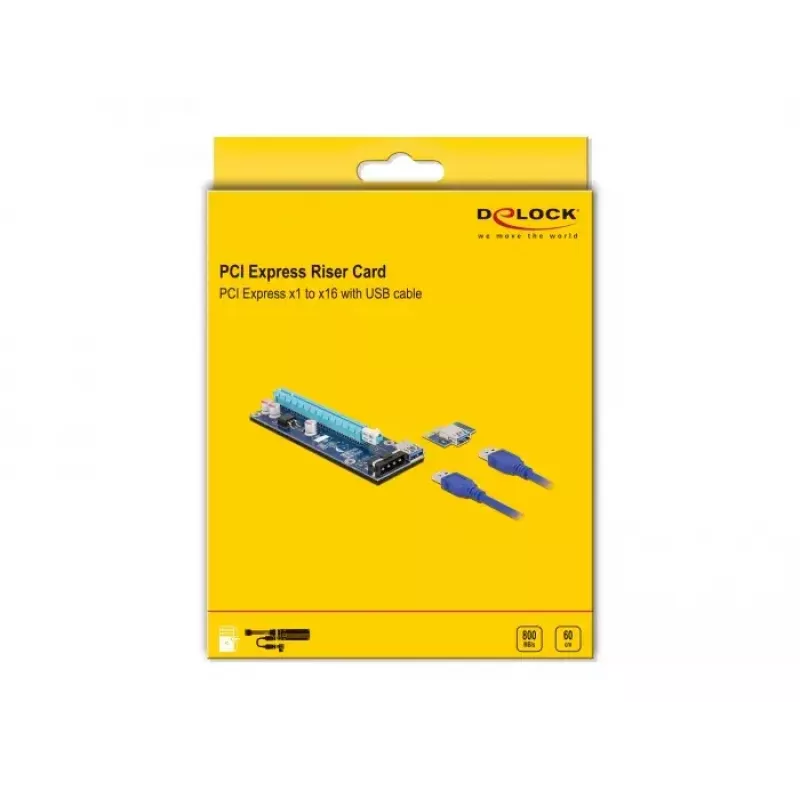 DeLOCK 41430 PCI Express x1 į x16 lankstusis adapteris (riser card) su 60 cm kabeliu