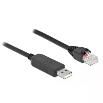 Serialinis jungiamasis kabelis DeLOCK 64158 USB 2.0 Type-A į RS-232 RJ45 25 cm juodas