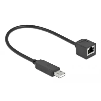 Jungiamasis kabelis DeLOCK 64162 USB 2.0 Type-A į RS-232 RJ45 25 cm juodas