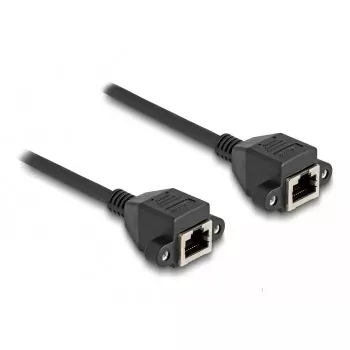 DeLOCK RJ50 prailginimo laidas moteriškas į moterišką S/FTP 1 m juodas