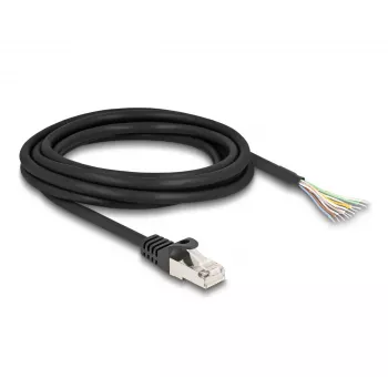 DeLOCK RJ50 laidas (vyriškas) į atvirus laidus S/FTP 3 m juodas