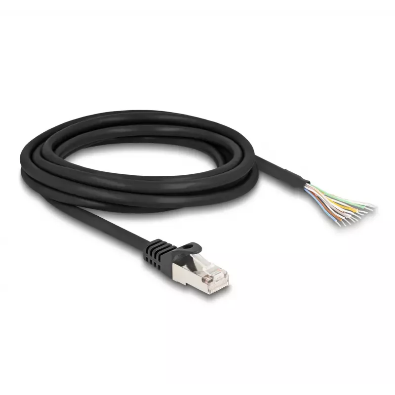 DeLOCK RJ50 laidas (vyriškas) į atvirus laidus S/FTP 3 m juodas