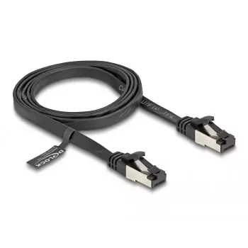 DeLOCK RJ45 plokščias pataikymo kabelis Cat.8.1 1 m juodas