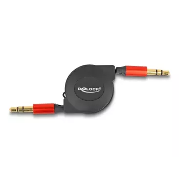 Audio kabelis DeLOCK 85369 0.9 m 3,5 mm kištukas-kištukas juodas raudonas auksuotas