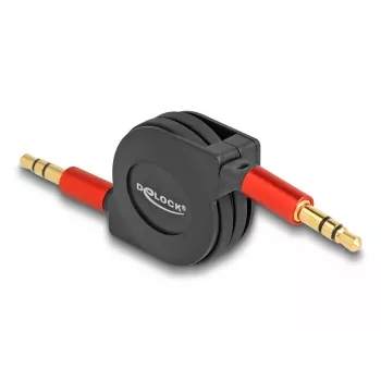 Audio kabelis DeLOCK 85369 0.9 m 3,5 mm kištukas-kištukas juodas raudonas auksuotas