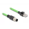 Tinklo kabelis DeLOCK M12 A-koduotas 8 kontaktų kištukas į RJ45 kištuką PUR (TPU) 2 m