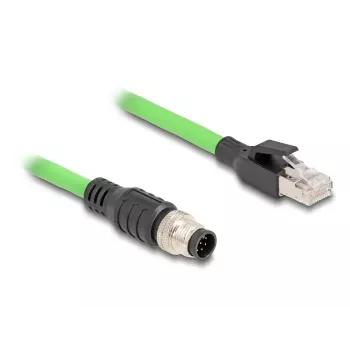 Tinklo kabelis DeLOCK M12 A-koduotas 8 kontaktų kištukas į RJ45 kištuką PUR (TPU) 2 m