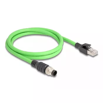 Tinklo kabelis DeLOCK M12 A-koduotas 8 kontaktų kištukas į RJ45 kištuką PUR (TPU) 2 m