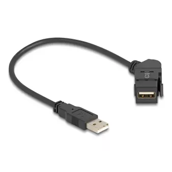 DeLOCK USB 2.0 Type-A skydelio montavimo adapteris, moteriška 45° kampu, 30 cm juodas