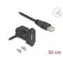 DeLOCK USB 2.0 Type-A skydelio montavimo adapteris, moteriška 45° kampu, 30 cm juodas