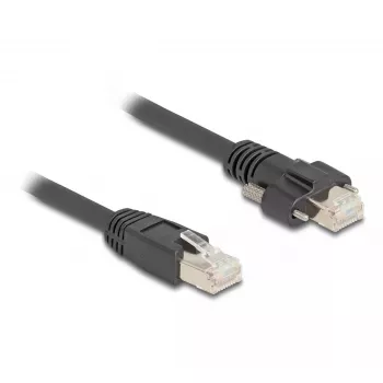 DeLOCK RJ45 kištukas į RJ45 kištuką 1m Cat.6A S/FTP juodas