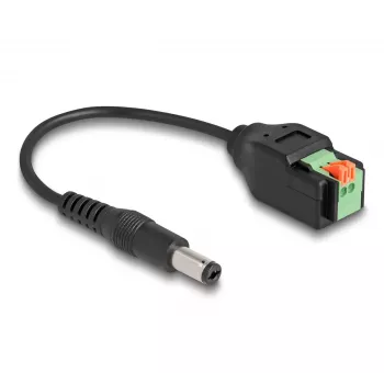 DeLOCK DC kabelis 2,1 x 5,5 mm kištukas į 2 kontaktų gnybtų bloką 15 cm