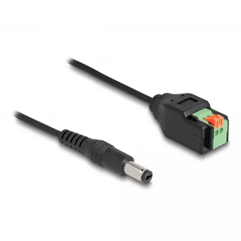 DeLOCK DC kabelis 2,1 x 5,5 mm kištukas į 2 kontaktų gnybtų bloką 15 cm