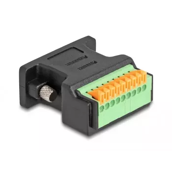 DeLOCK D-Sub 9 lizdas į gnybtų bloką adapteris su mygtuku juodas