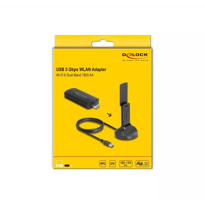 DeLOCK 12771 belaidžio tinklo USB adapteris, Wi-Fi 6, 1201 Mbit/s