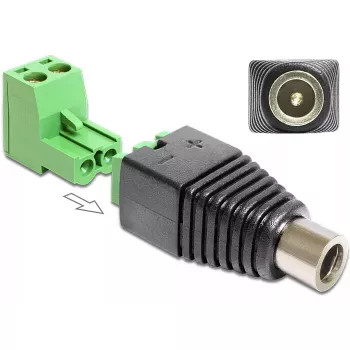 Adapteris DC 2,1 x 5,5 mm į gnybtų bloką DeLOCK 65423 2p juoda/žalia